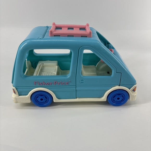 Fisher Price Loving Family Dollhouse Blue Van Minivan Car Trunk 1993 Vintage - Picture 3 of 7